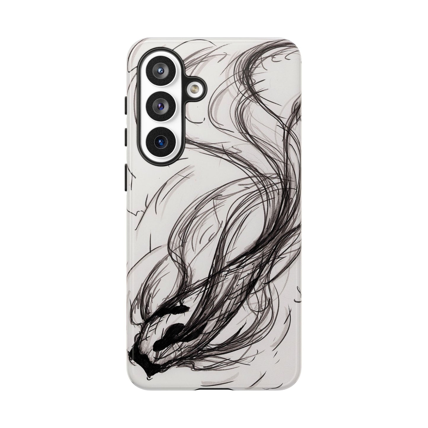 Smokey Ink Koi phone case | abstract koi sketch, smoky ink illustration