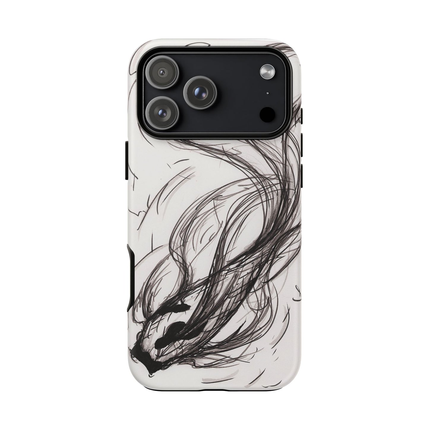 Smokey Ink Koi phone case | abstract koi sketch, smoky ink illustration