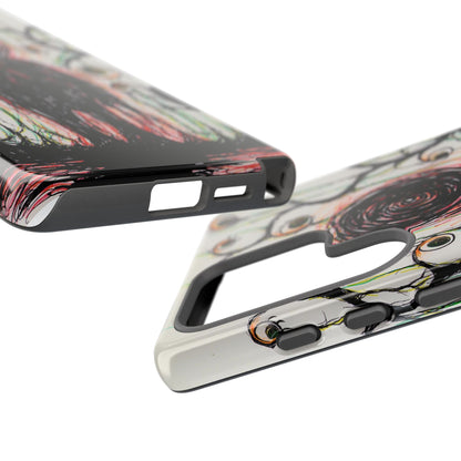 Dark Scribble Figure Tough Case | Surreal Eyes Phone Case | Tough Phone Case