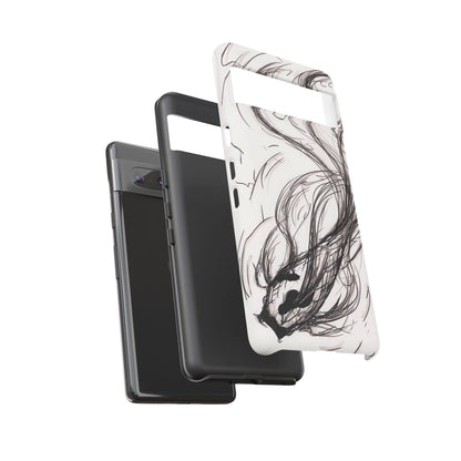Smokey Ink Koi phone case | abstract koi sketch, smoky ink illustration