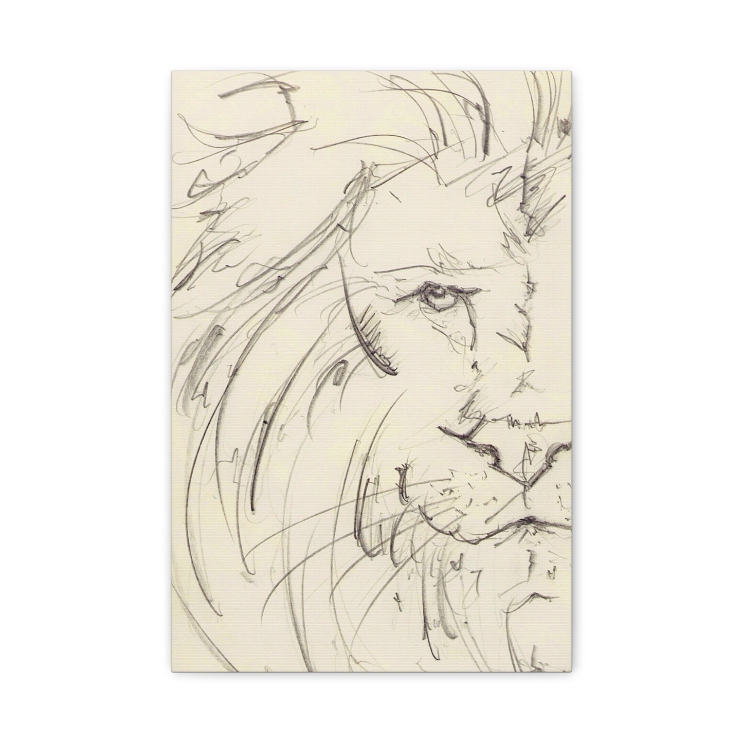 Flowing Lion Sketch Matte Canvas | Minimalist Line Art | Wildlife Portrait