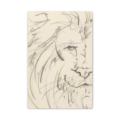 Flowing Lion Sketch Matte Canvas | Minimalist Line Art | Wildlife Portrait