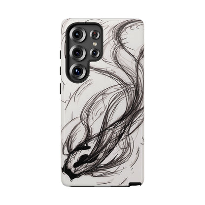 Smokey Ink Koi phone case | abstract koi sketch, smoky ink illustration
