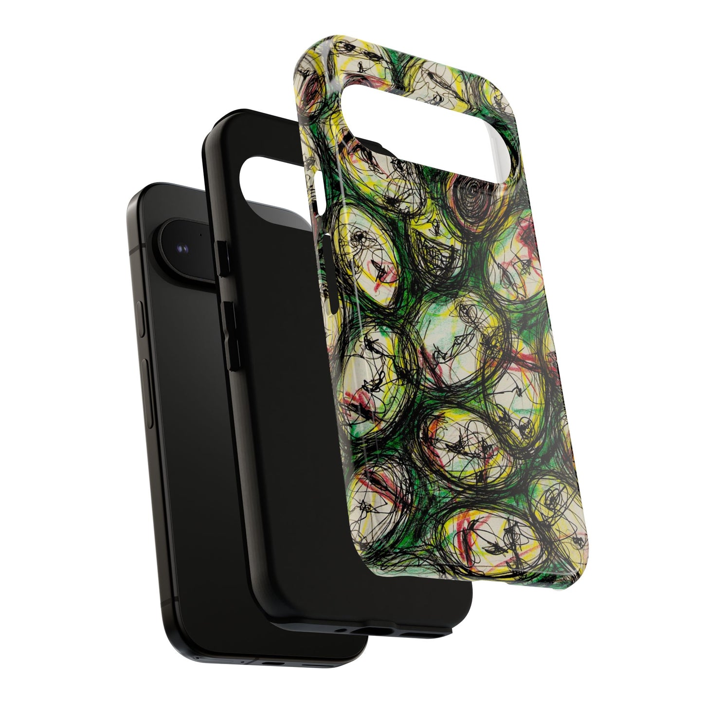 Abstract Sanity Faces Phone Case | Expressionist Face Art | Tough Case