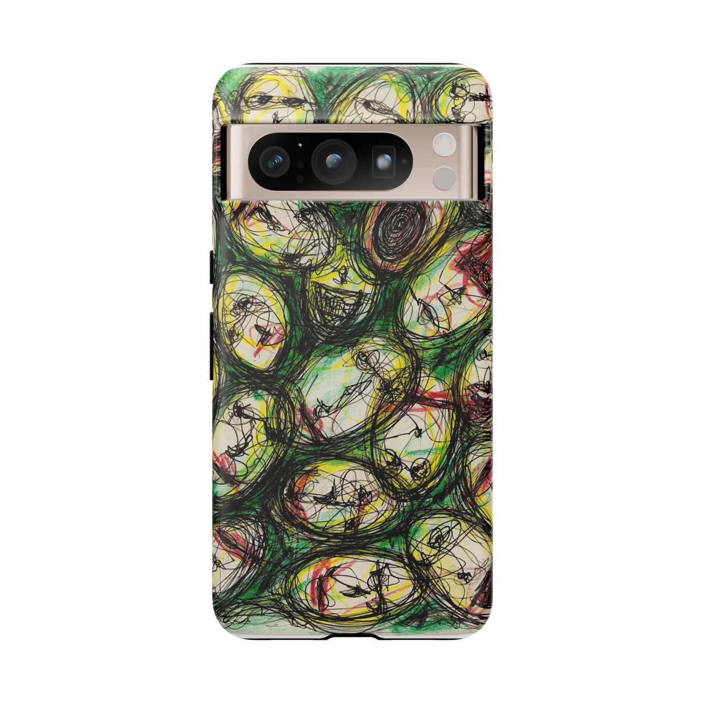 Abstract Sanity Faces Phone Case | Expressionist Face Art | Tough Case