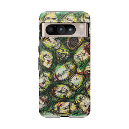 Abstract Sanity Faces Phone Case | Expressionist Face Art | Tough Case