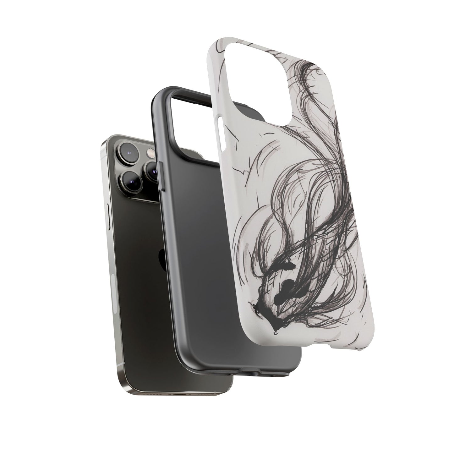 Smokey Ink Koi phone case | abstract koi sketch, smoky ink illustration