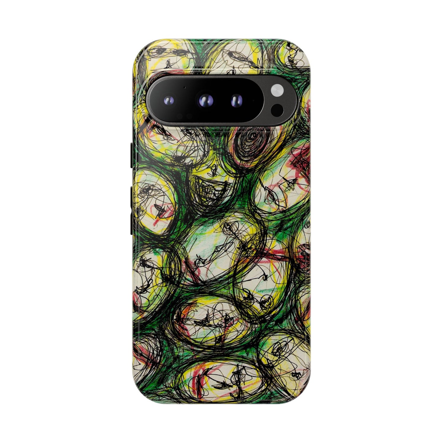 Abstract Sanity Faces Phone Case | Expressionist Face Art | Tough Case