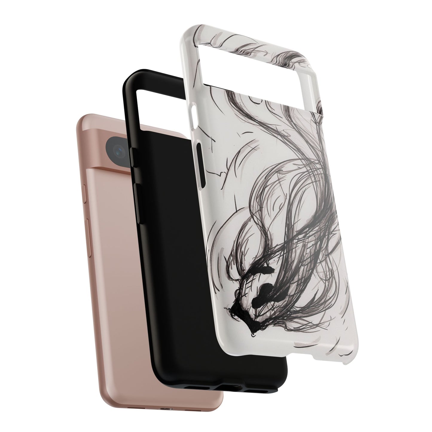 Smokey Ink Koi phone case | abstract koi sketch, smoky ink illustration