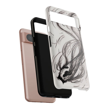 Smokey Ink Koi phone case | abstract koi sketch, smoky ink illustration