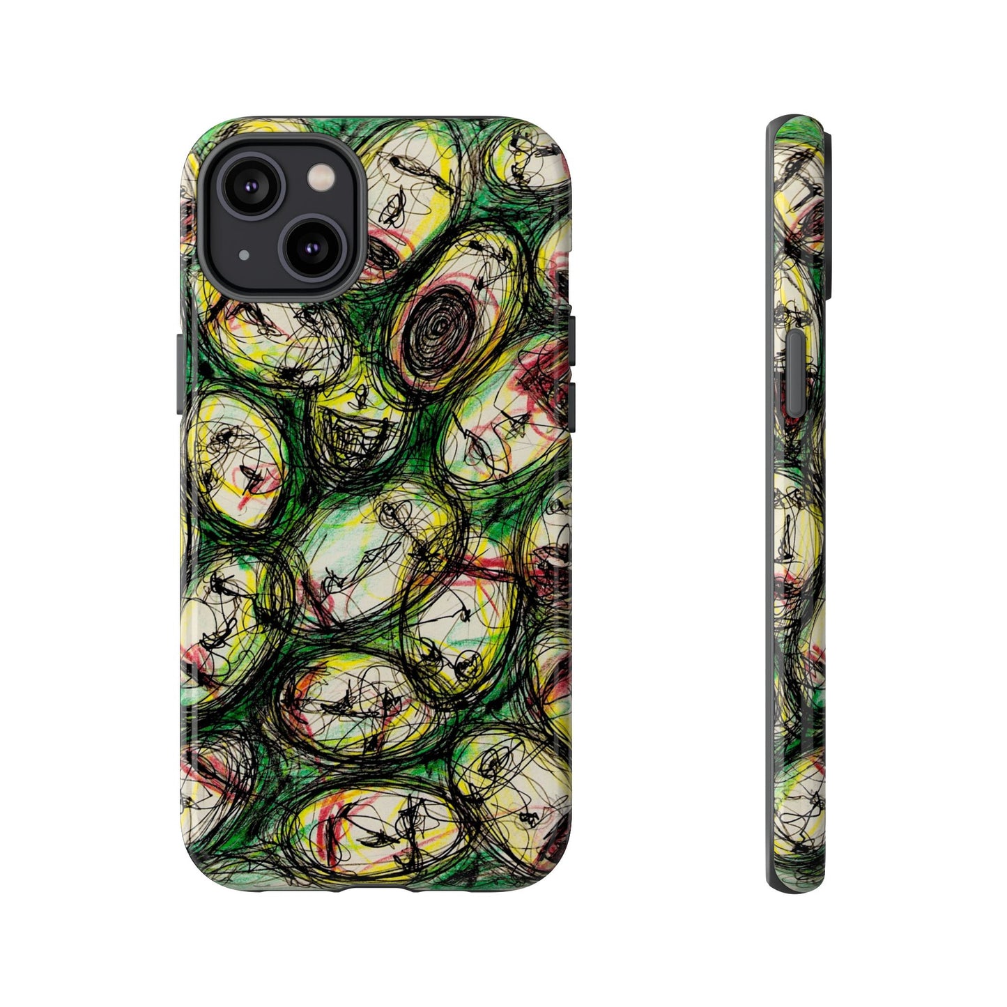 Abstract Sanity Faces Phone Case | Expressionist Face Art | Tough Case