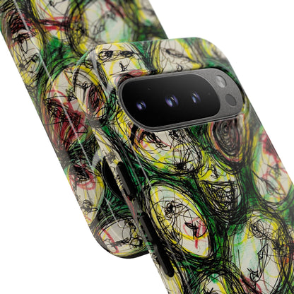 Abstract Sanity Faces Phone Case | Expressionist Face Art | Tough Case