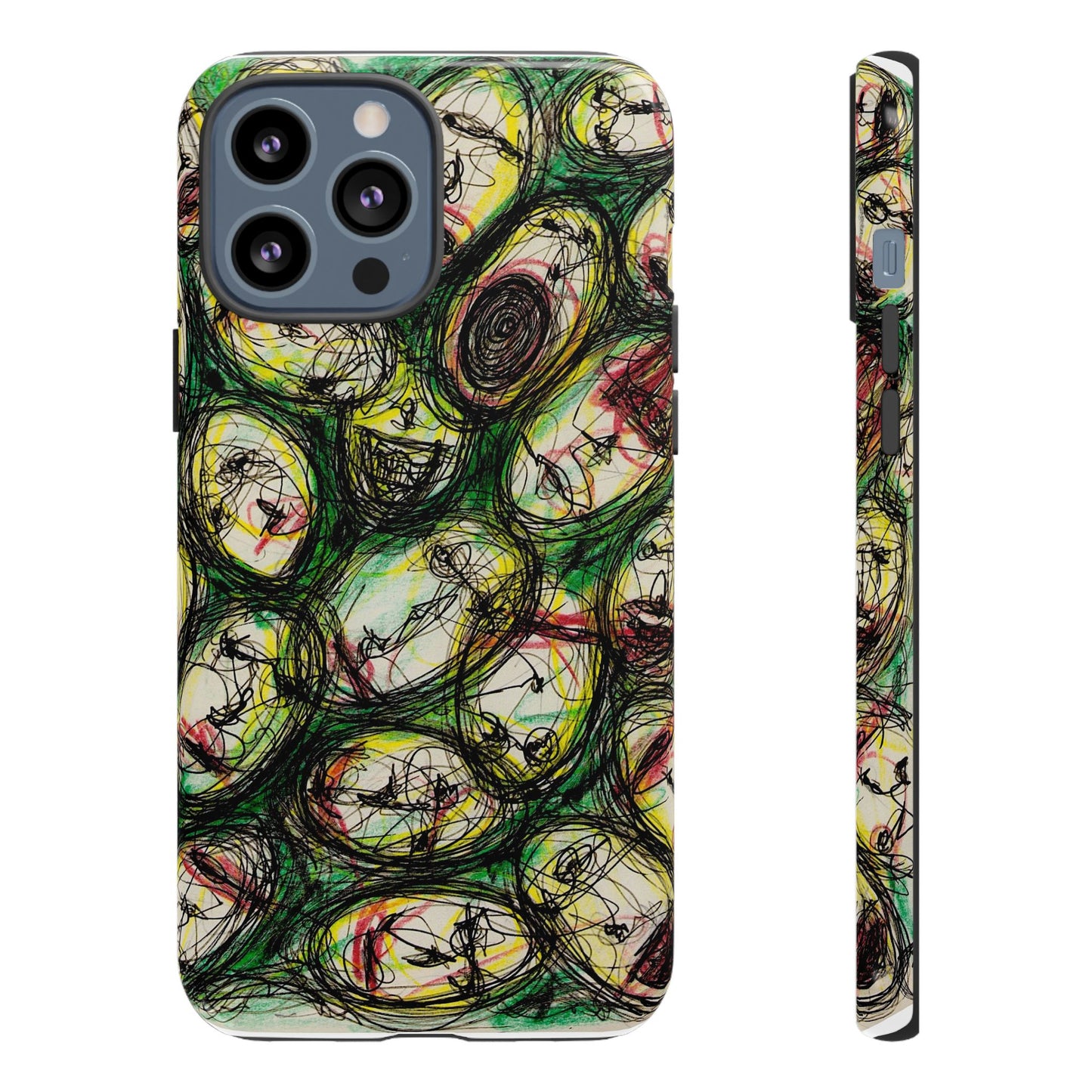 Abstract Sanity Faces Phone Case | Expressionist Face Art | Tough Case