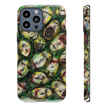 Abstract Sanity Faces Phone Case | Expressionist Face Art | Tough Case