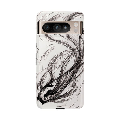 Smokey Ink Koi phone case | abstract koi sketch, smoky ink illustration