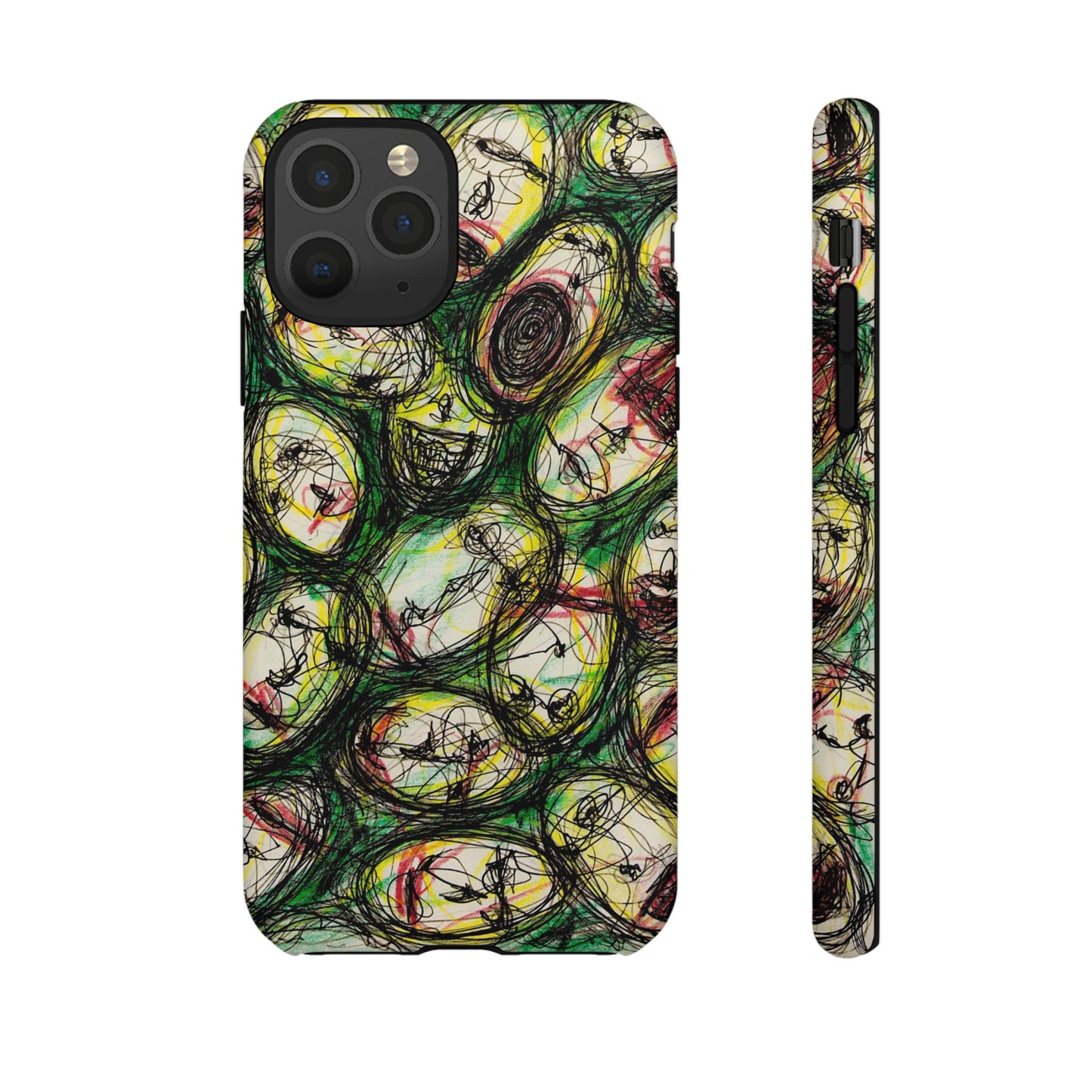 Abstract Sanity Faces Phone Case | Expressionist Face Art | Tough Case