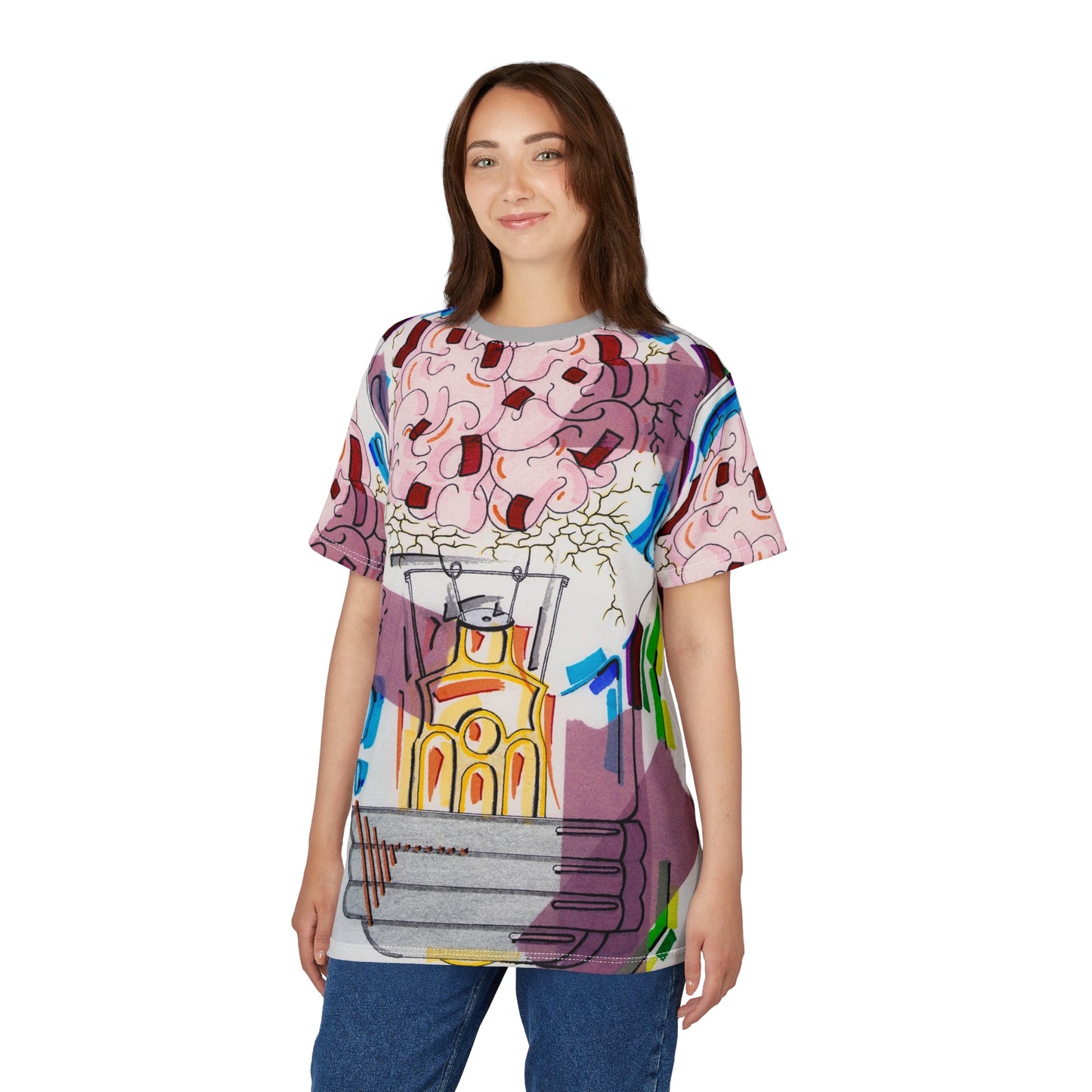 Head Light Illustration Tee | All-Over Print Cut & Sew Shirt