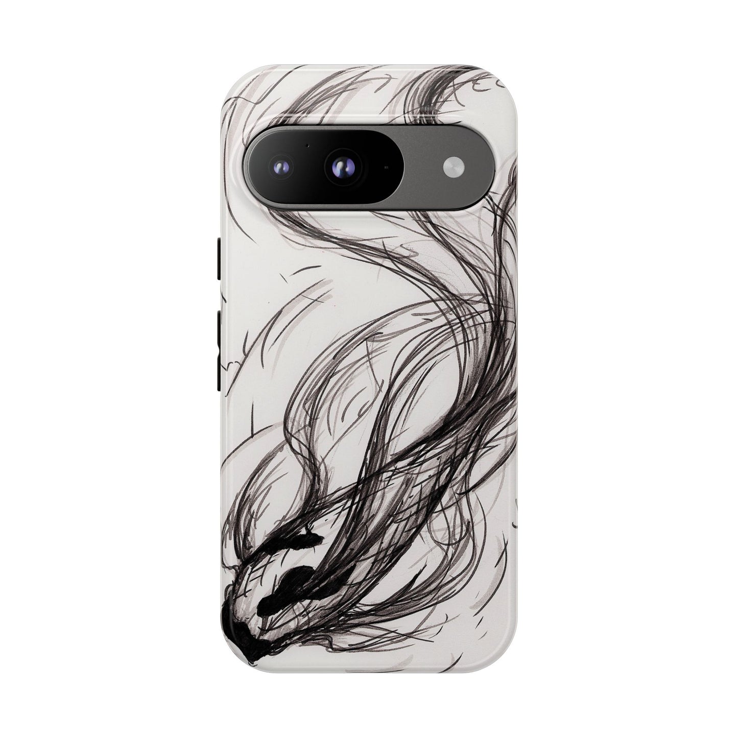 Smokey Ink Koi phone case | abstract koi sketch, smoky ink illustration
