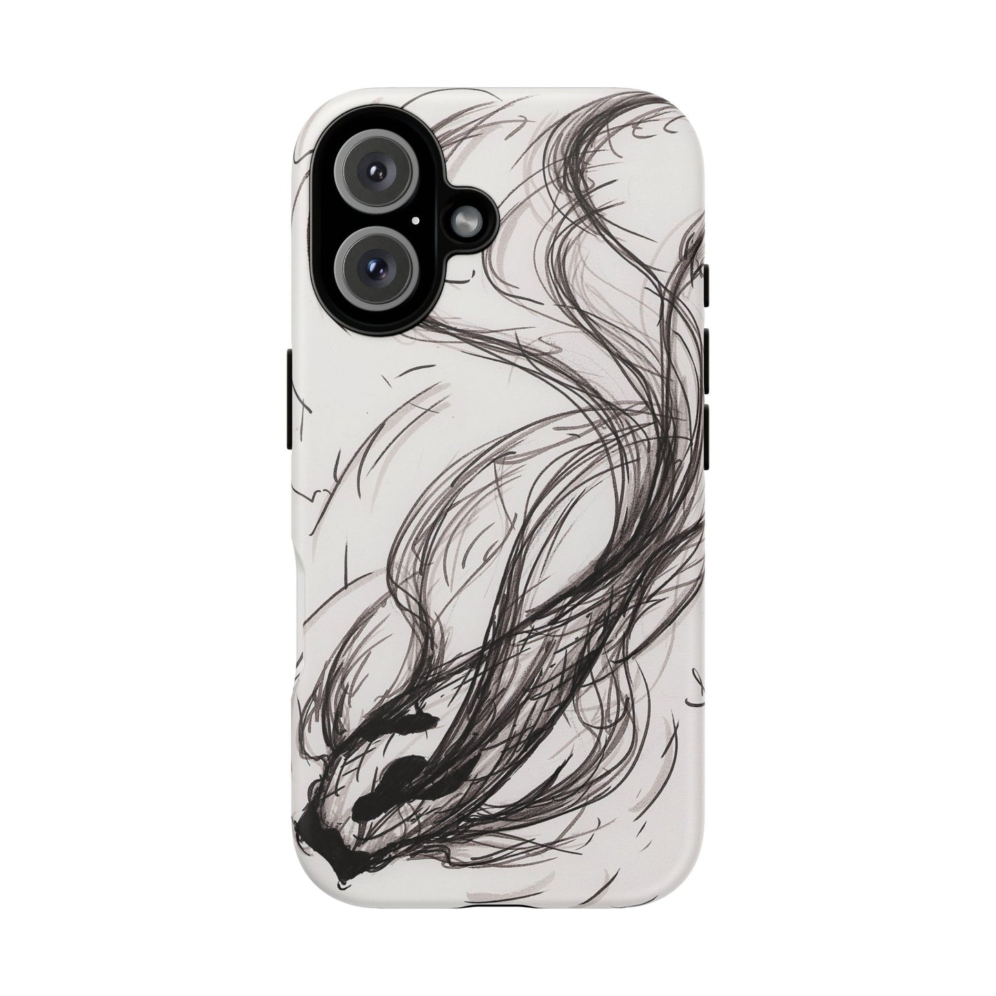 Smokey Ink Koi phone case | abstract koi sketch, smoky ink illustration