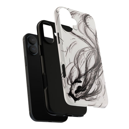 Smokey Ink Koi phone case | abstract koi sketch, smoky ink illustration