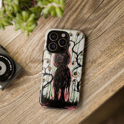 Dark Scribble Figure Tough Case | Surreal Eyes Phone Case | Tough Phone Case