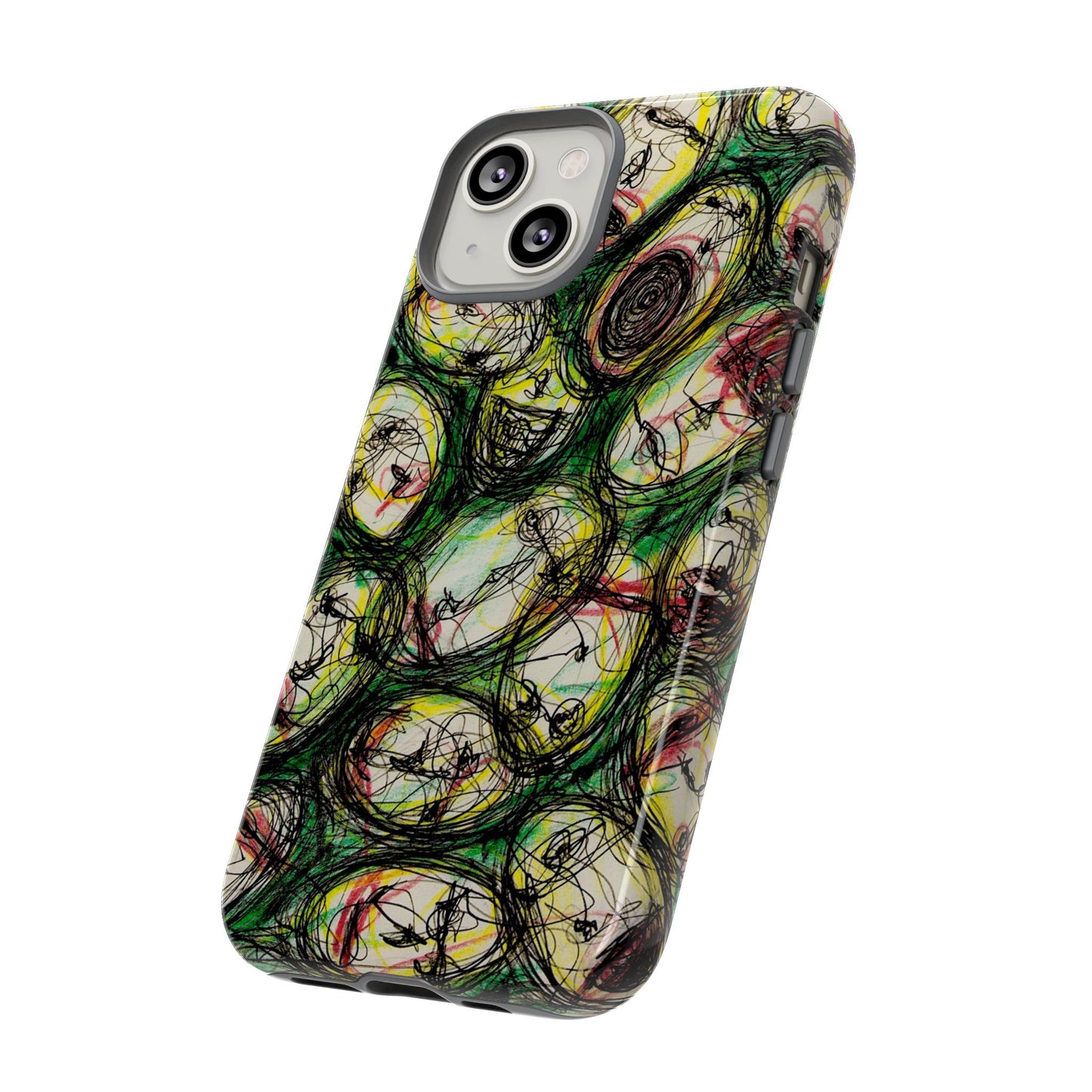 Abstract Sanity Faces Phone Case | Expressionist Face Art | Tough Case