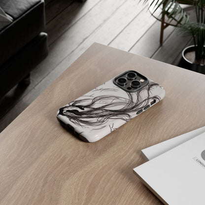 Smokey Ink Koi phone case | abstract koi sketch, smoky ink illustration