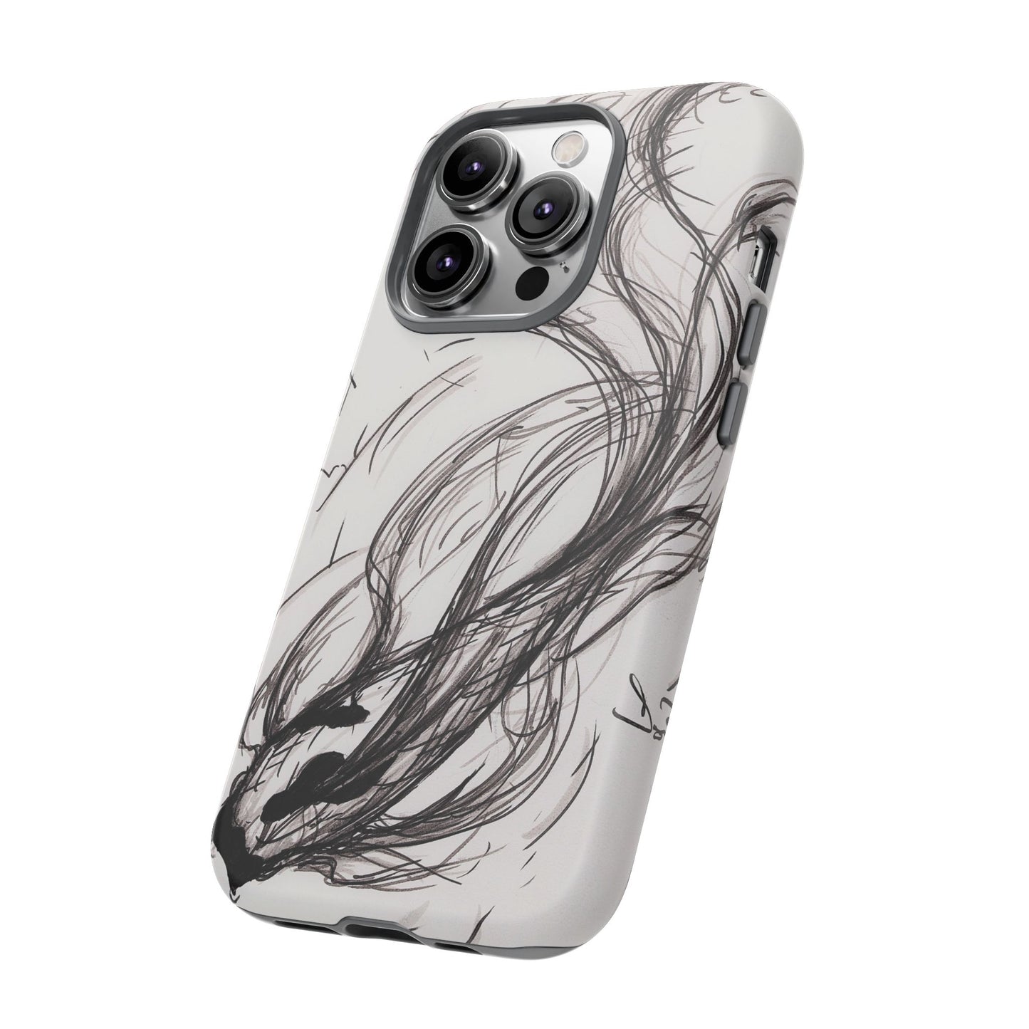 Smokey Ink Koi phone case | abstract koi sketch, smoky ink illustration