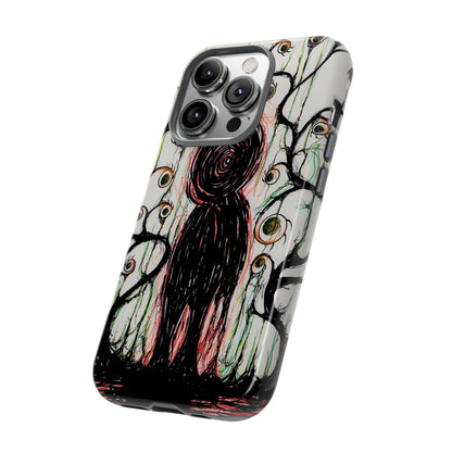 Dark Scribble Figure Tough Case | Surreal Eyes Phone Case | Tough Phone Case