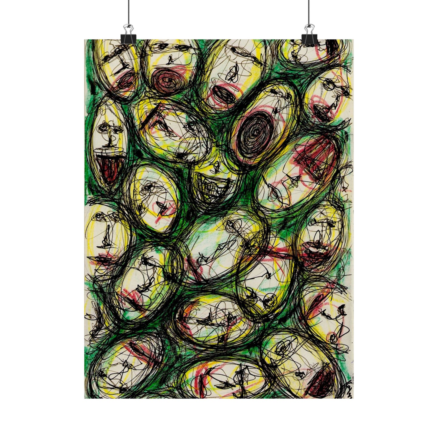 Abstract Sanity Faces Matte Vertical Poster | Expressionist Face Art