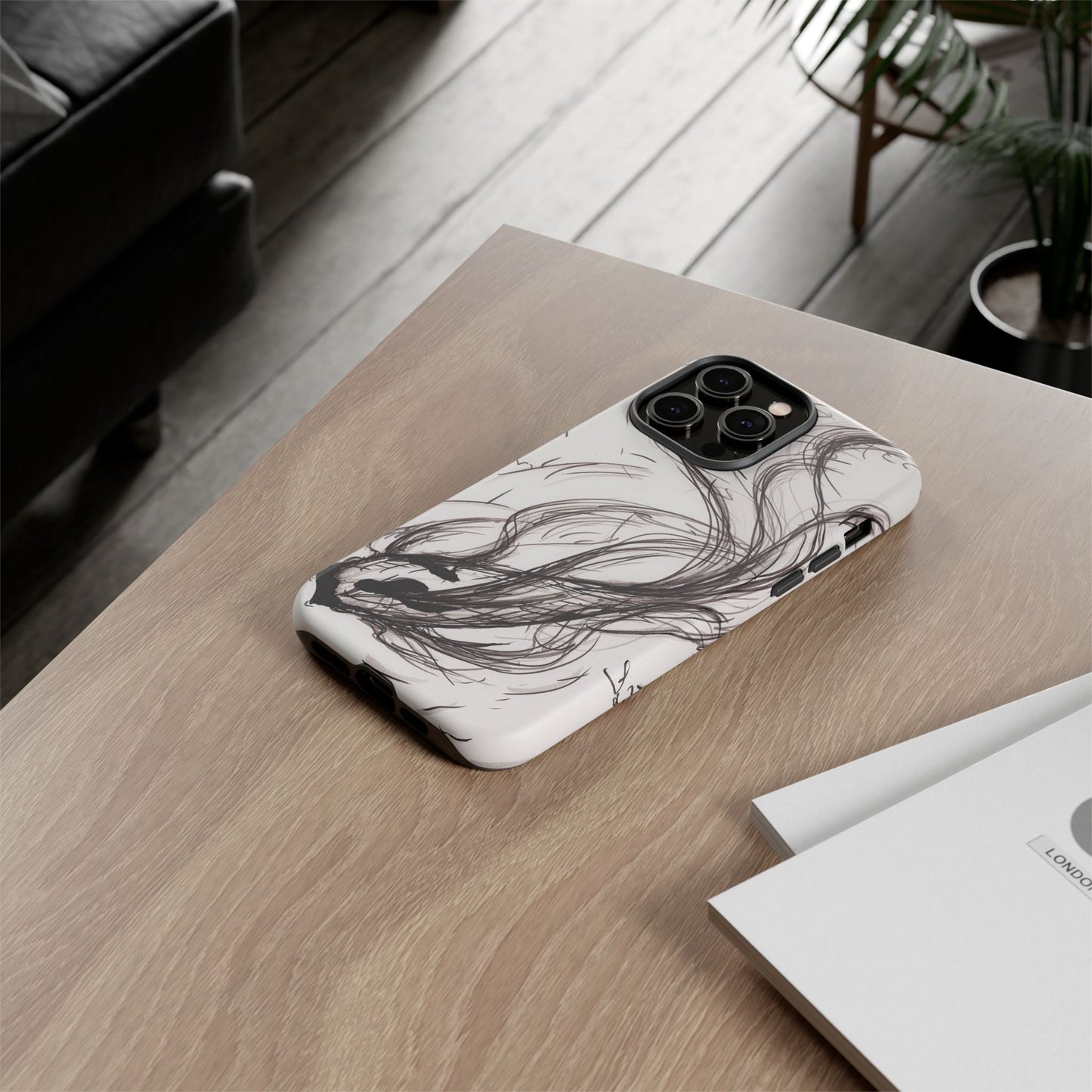 Smokey Ink Koi phone case | abstract koi sketch, smoky ink illustration