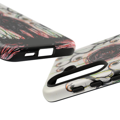 Dark Scribble Figure Tough Case | Surreal Eyes Phone Case | Tough Phone Case