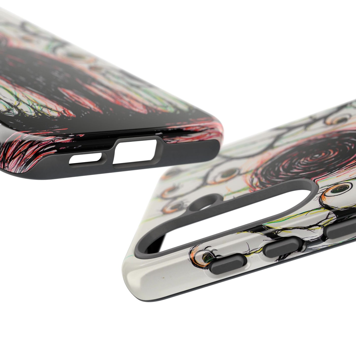 Dark Scribble Figure Tough Case | Surreal Eyes Phone Case | Tough Phone Case