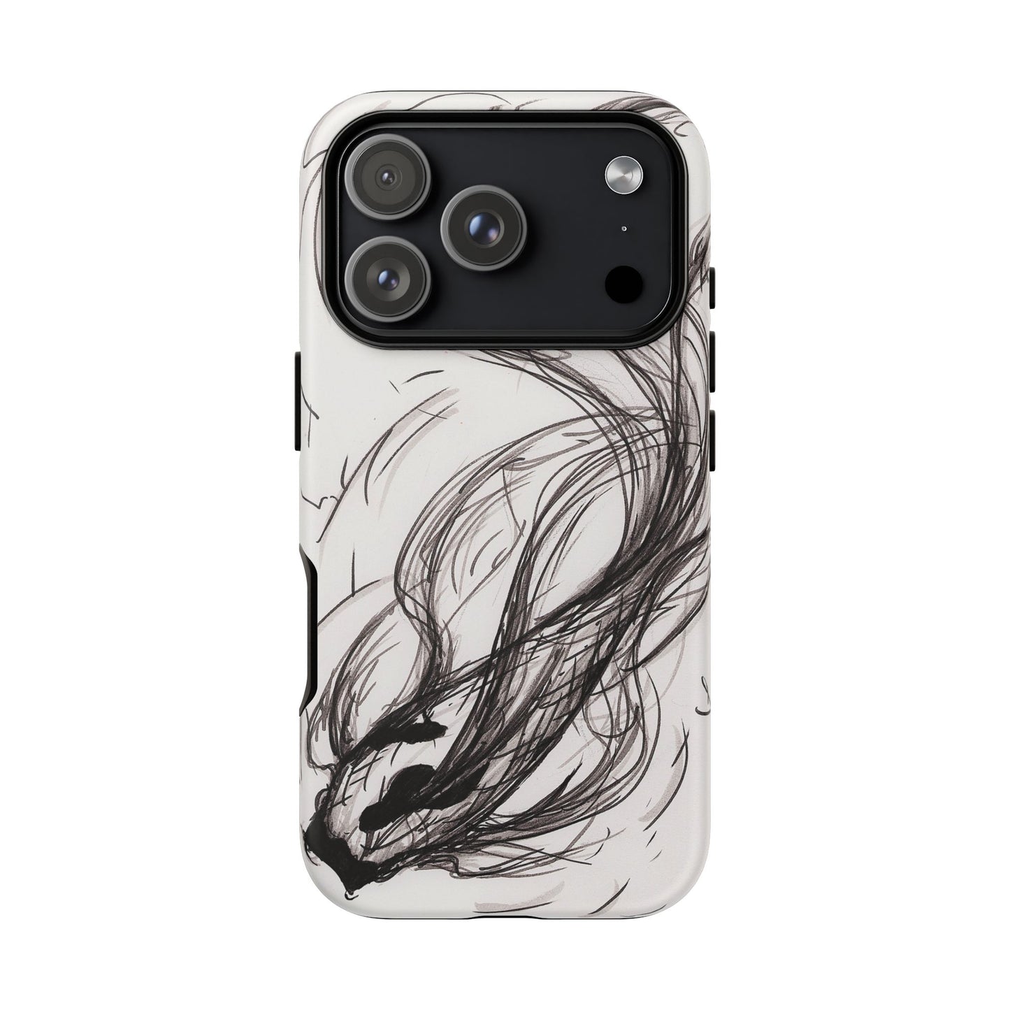Smokey Ink Koi phone case | abstract koi sketch, smoky ink illustration