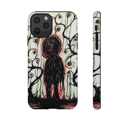 Dark Scribble Figure Tough Case | Surreal Eyes Phone Case | Tough Phone Case