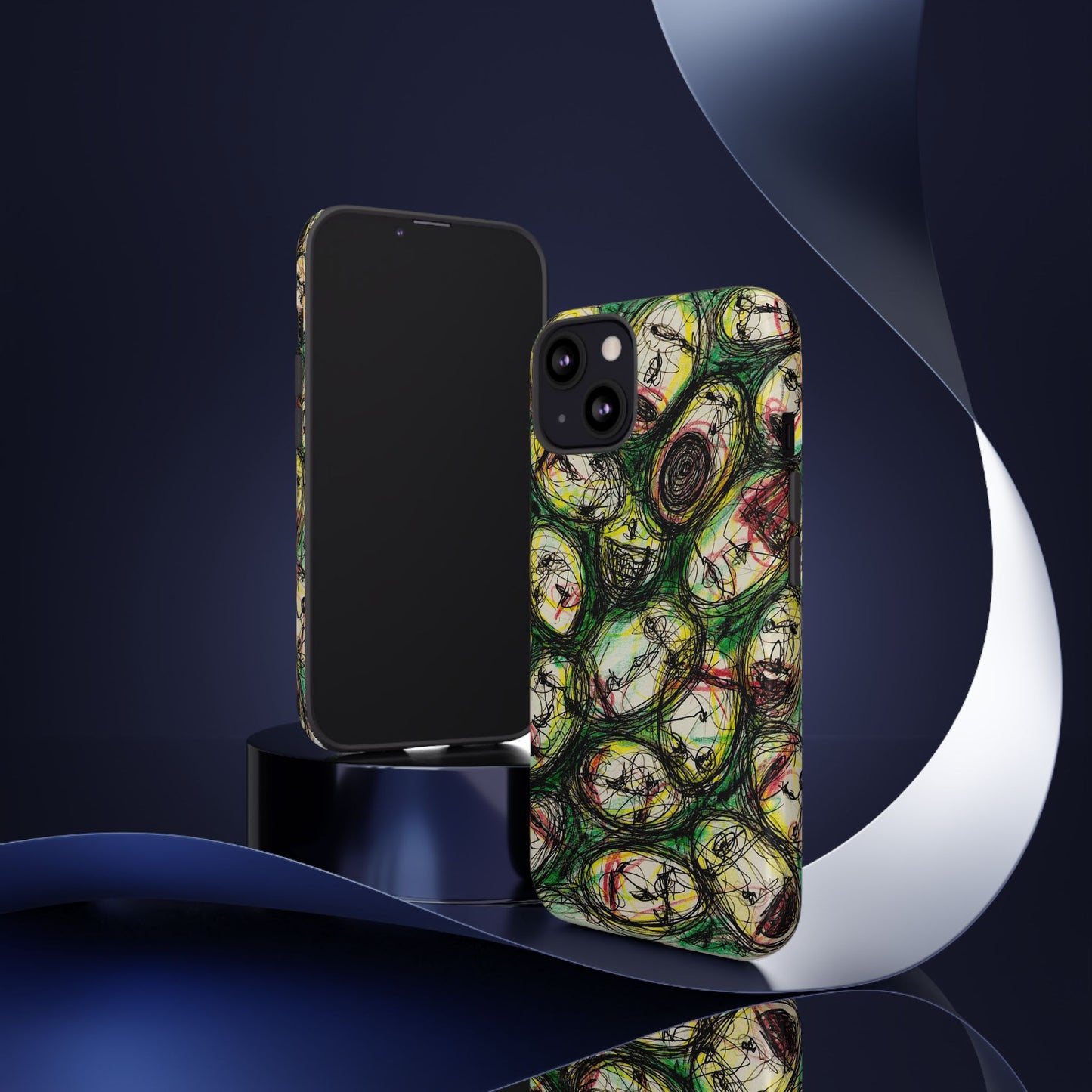 Abstract Sanity Faces Phone Case | Expressionist Face Art | Tough Case