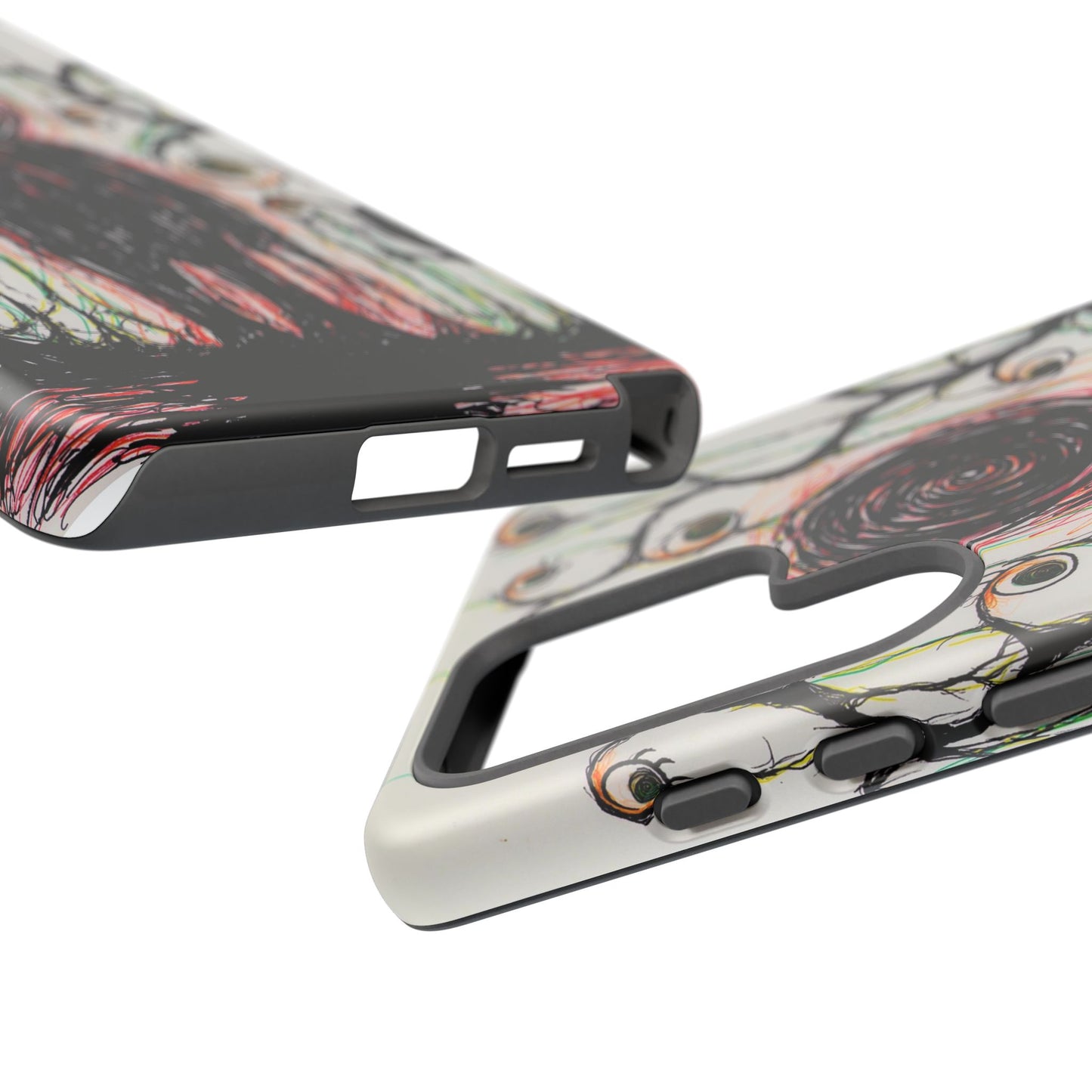 Dark Scribble Figure Tough Case | Surreal Eyes Phone Case | Tough Phone Case