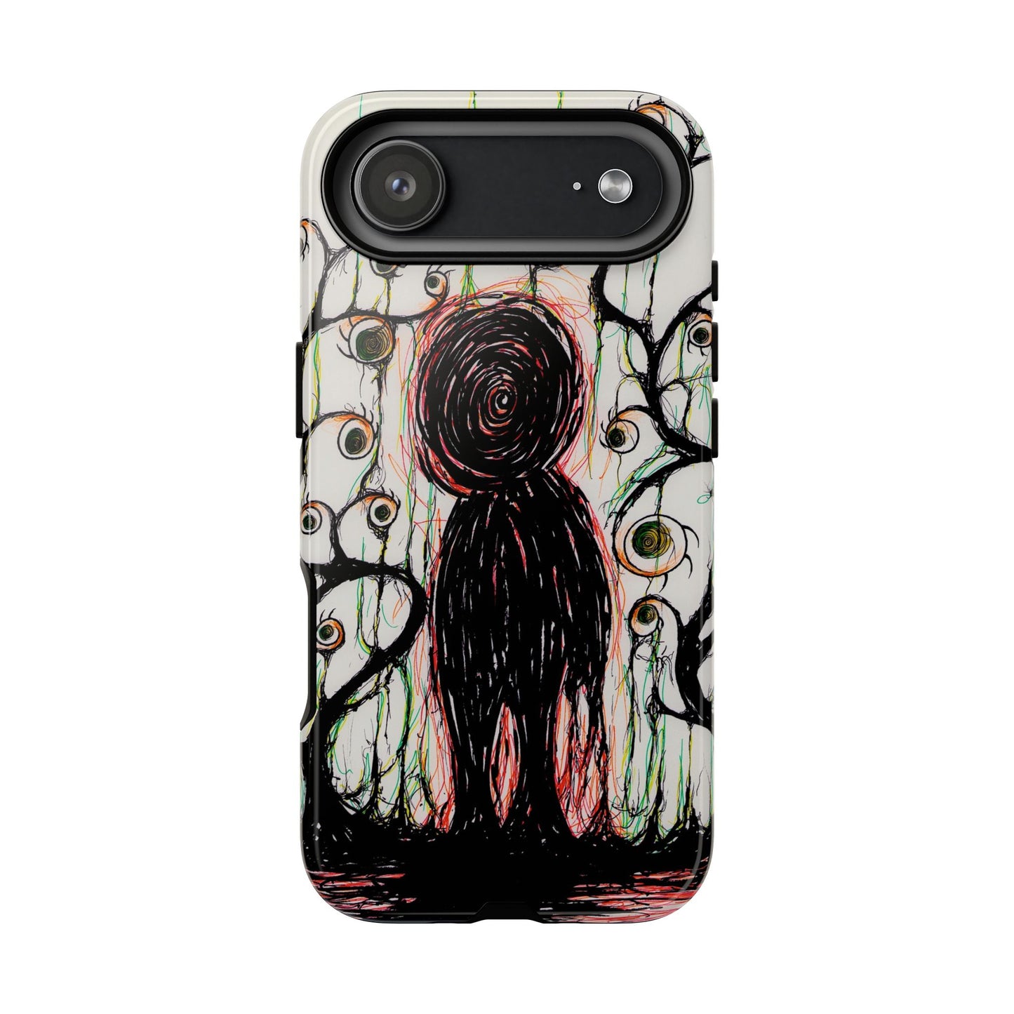 Dark Scribble Figure Tough Case | Surreal Eyes Phone Case | Tough Phone Case