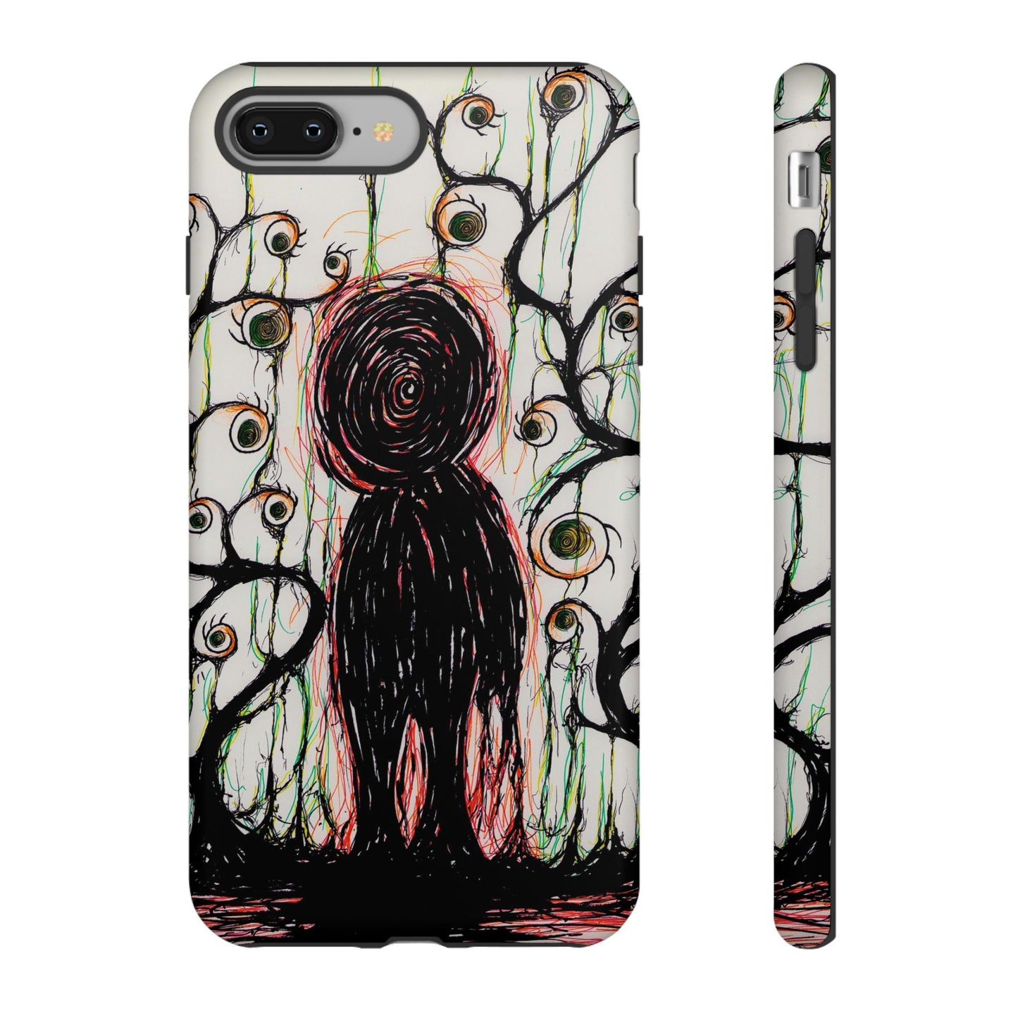 Dark Scribble Figure Tough Case | Surreal Eyes Phone Case | Tough Phone Case