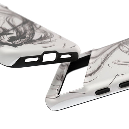 Smokey Ink Koi phone case | abstract koi sketch, smoky ink illustration
