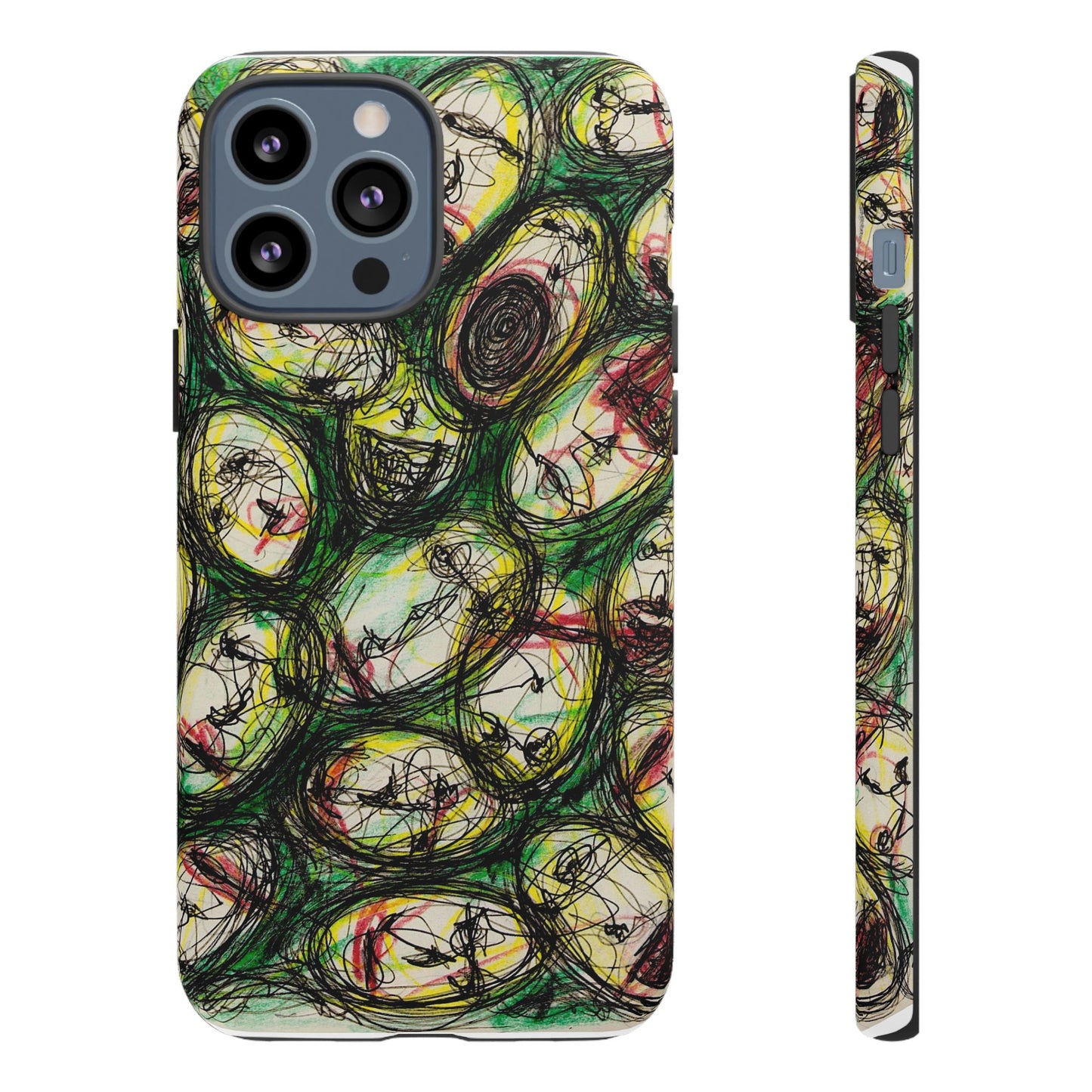 Abstract Sanity Faces Phone Case | Expressionist Face Art | Tough Case
