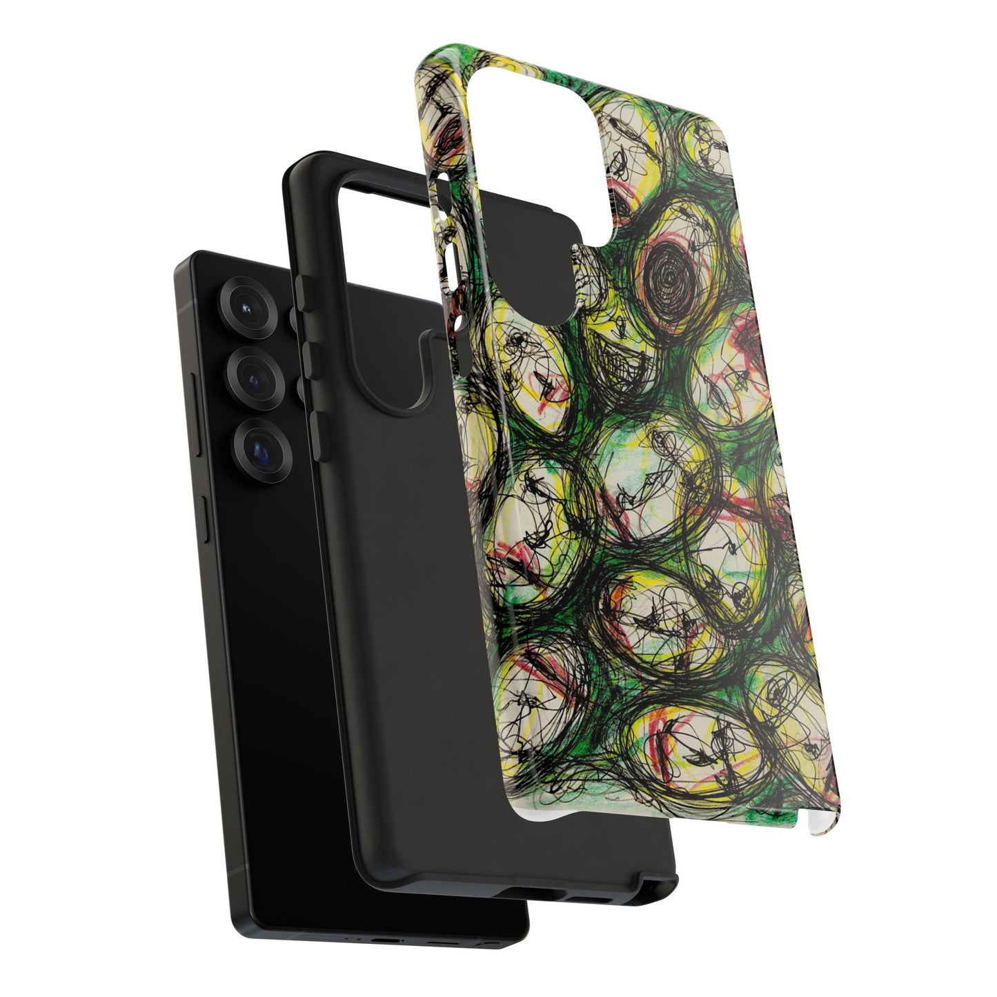 Abstract Sanity Faces Phone Case | Expressionist Face Art | Tough Case