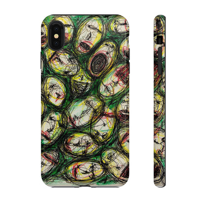 Abstract Sanity Faces Phone Case | Expressionist Face Art | Tough Case