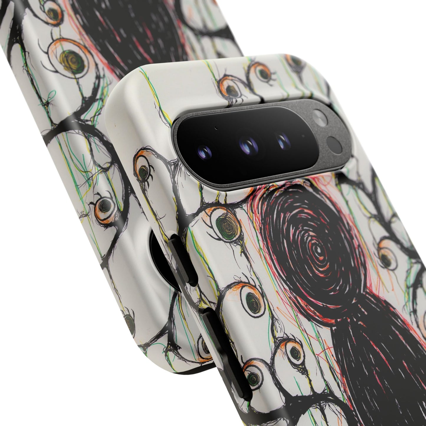 Dark Scribble Figure Tough Case | Surreal Eyes Phone Case | Tough Phone Case
