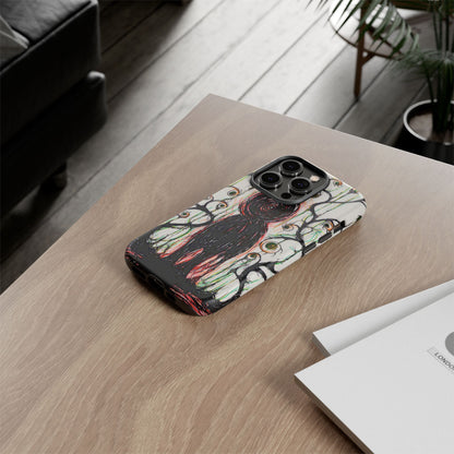 Dark Scribble Figure Tough Case | Surreal Eyes Phone Case | Tough Phone Case