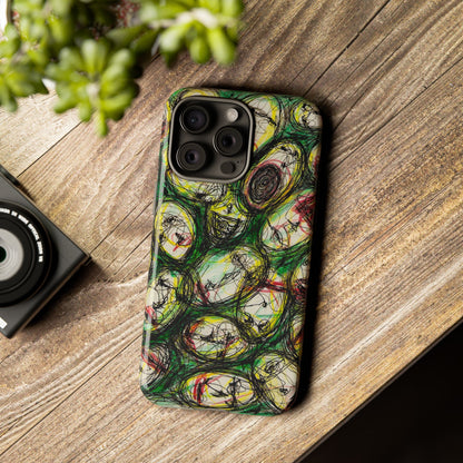 Abstract Sanity Faces Phone Case | Expressionist Face Art | Tough Case