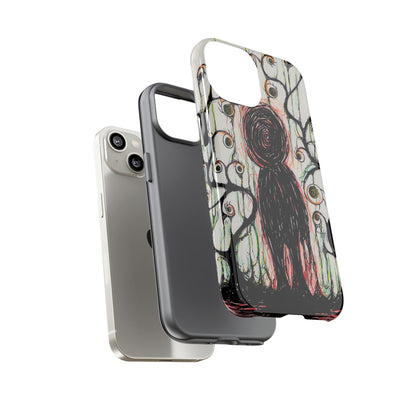 Dark Scribble Figure Tough Case | Surreal Eyes Phone Case | Tough Phone Case