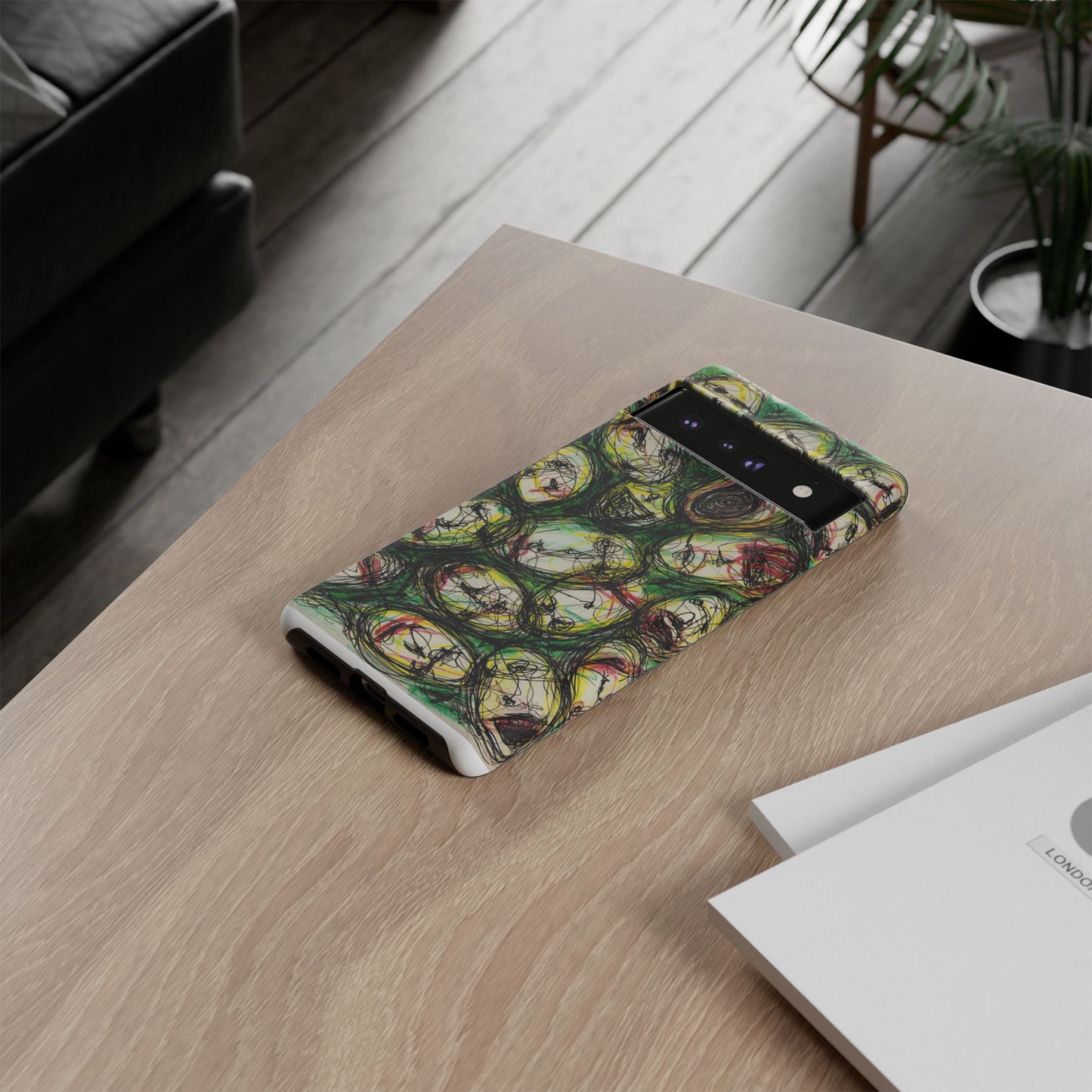 Abstract Sanity Faces Phone Case | Expressionist Face Art | Tough Case