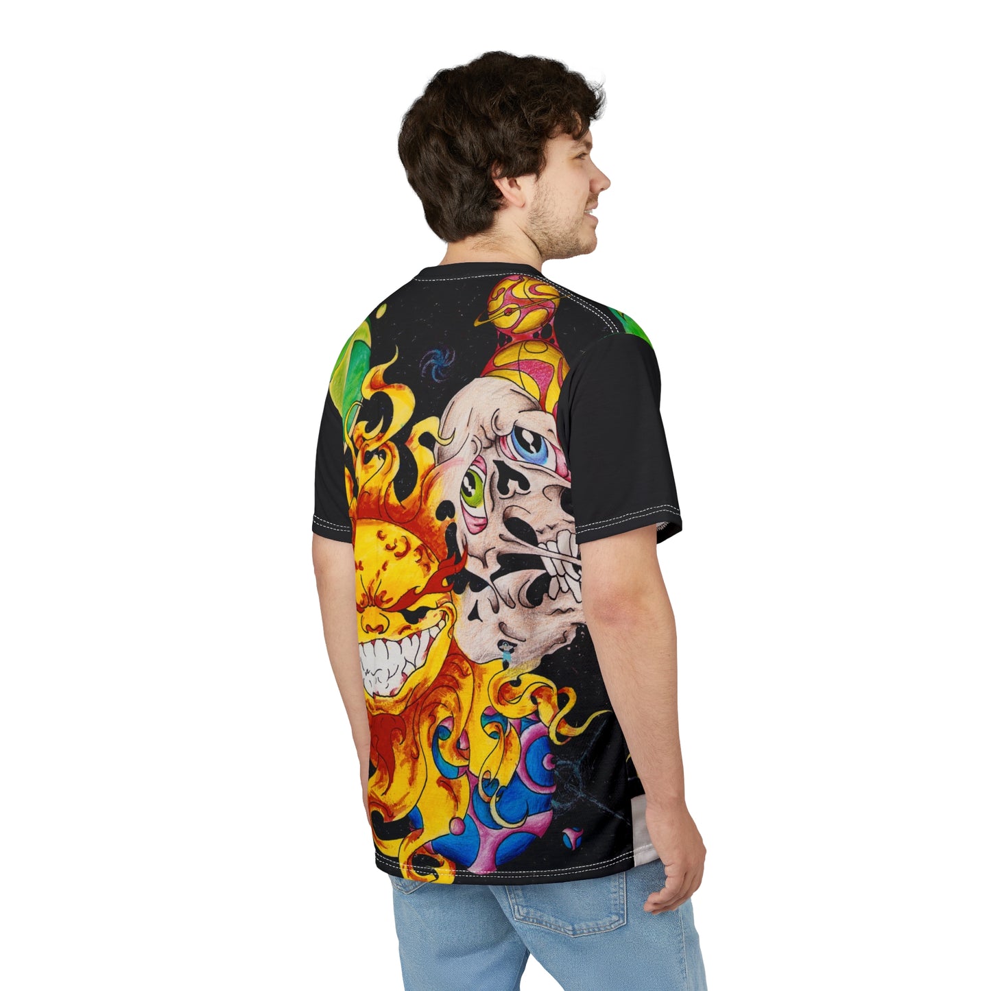 Psychedelic Sun & Skull Tee | Psychedelic All-Over Print | Space Art