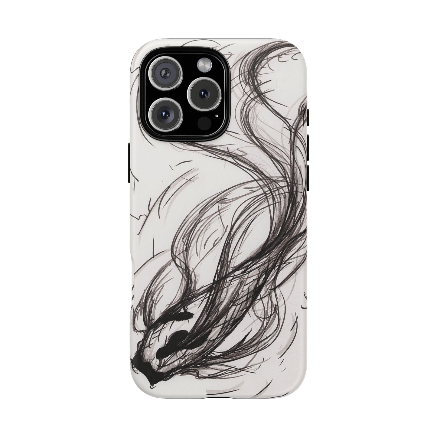 Smokey Ink Koi phone case | abstract koi sketch, smoky ink illustration